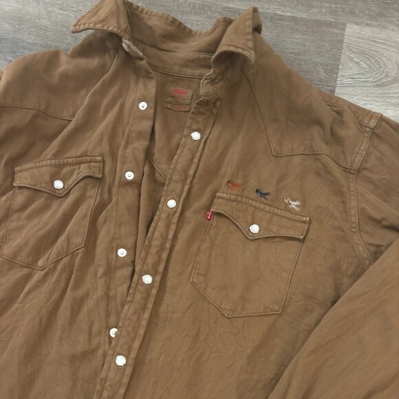 Men's Levi Classic Standard Fit Western Button Up Shirt Angler Otter Overdyed L - Picture 5 of 7